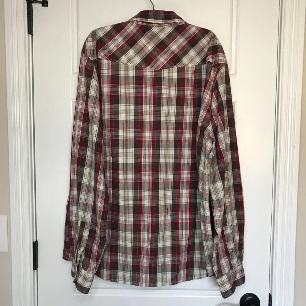 Levi's Pearl Snap Button Down Shirt Men's XXL Plaid‎ Long Sleeves Cotton Blend